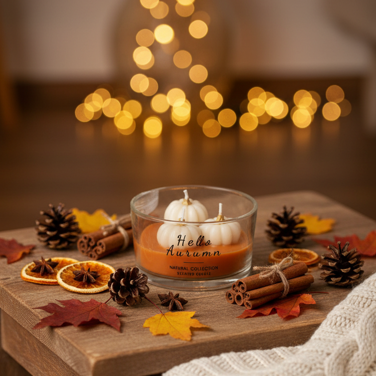 Hello Autumn Glass Pumpkin Scented Candle