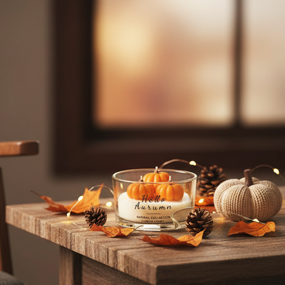 Hello Autumn Glass Pumpkin Scented Candle