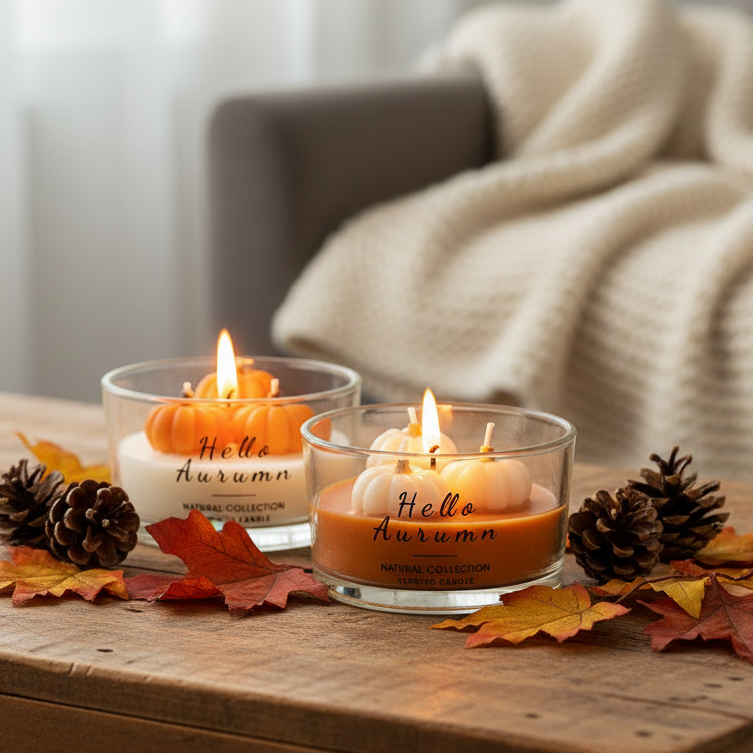Hello Autumn Glass Pumpkin Scented Candle