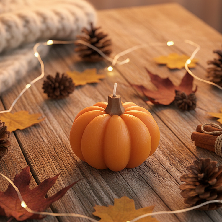 Hello Autumn Pumpkin Wax Candle Set of 2