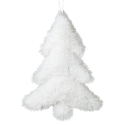 White fluffy Christmas tree decoration on a white background