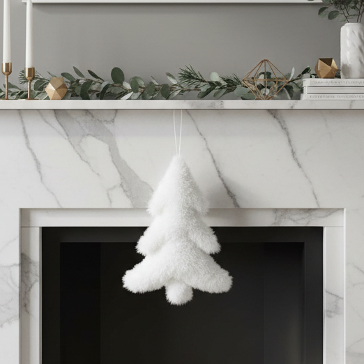 Fluffy White Tree Christmas Hanging Decoration