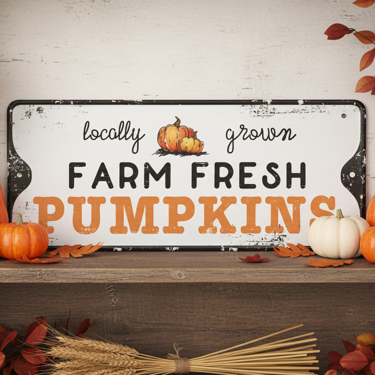 Farm Fresh Pumpkins Metal Sign