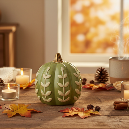 Green Ceramic Pumpkin Decoration