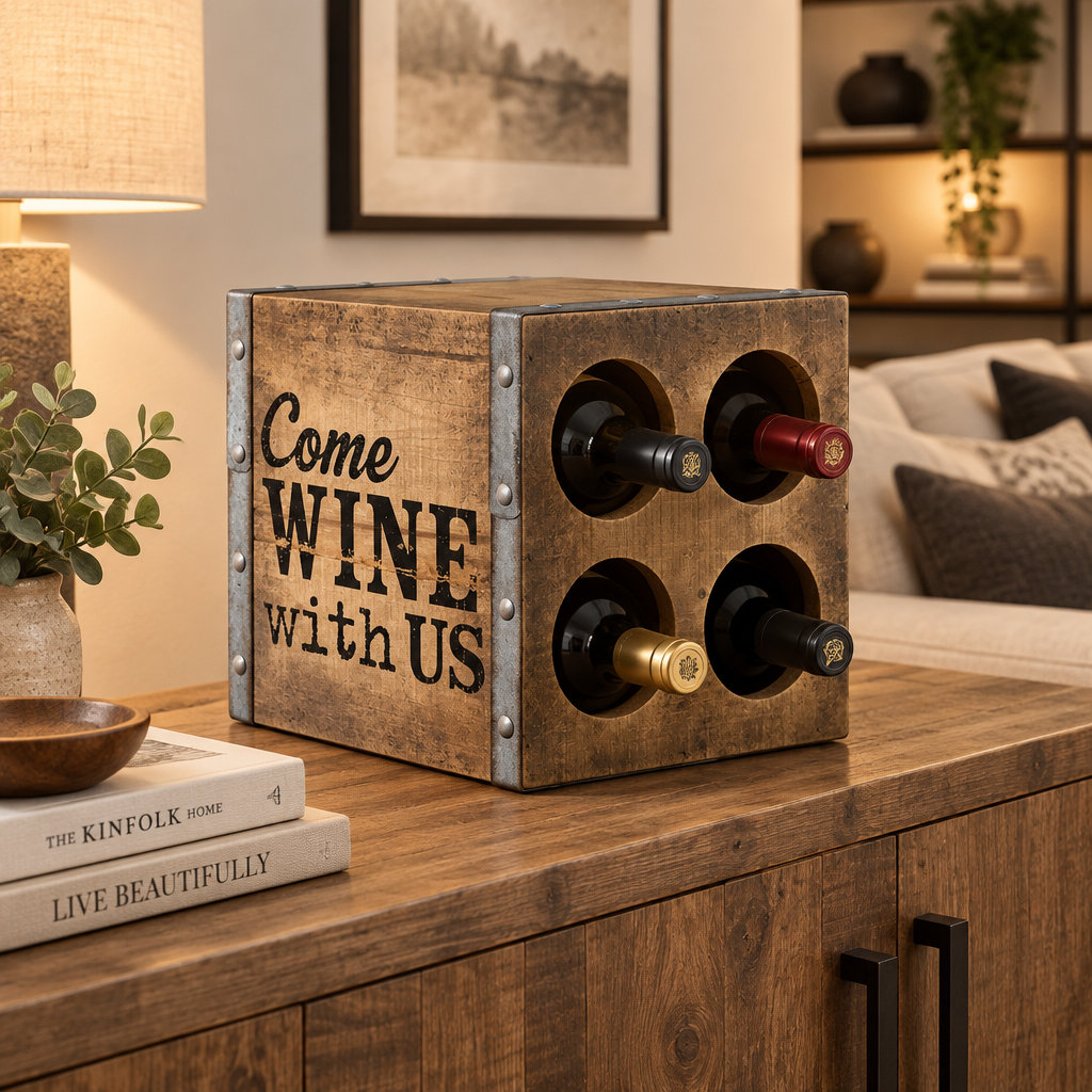 Come Wine With Us Wooden Wine Holder