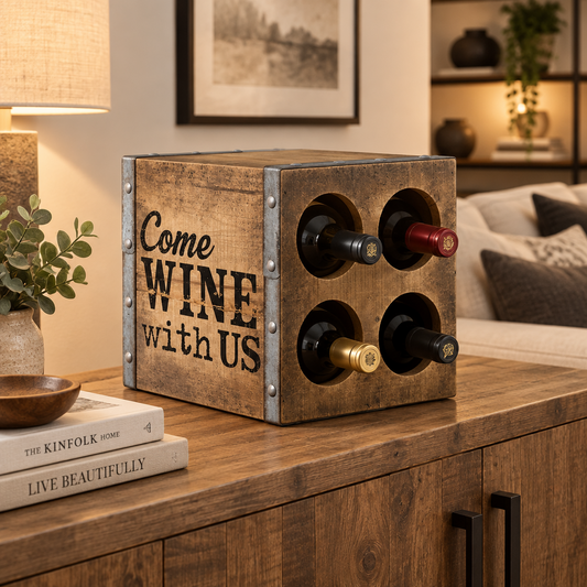 Come Wine With Us Wooden Wine Holder