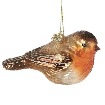 Glass Robin Christmas Hanging Decoration