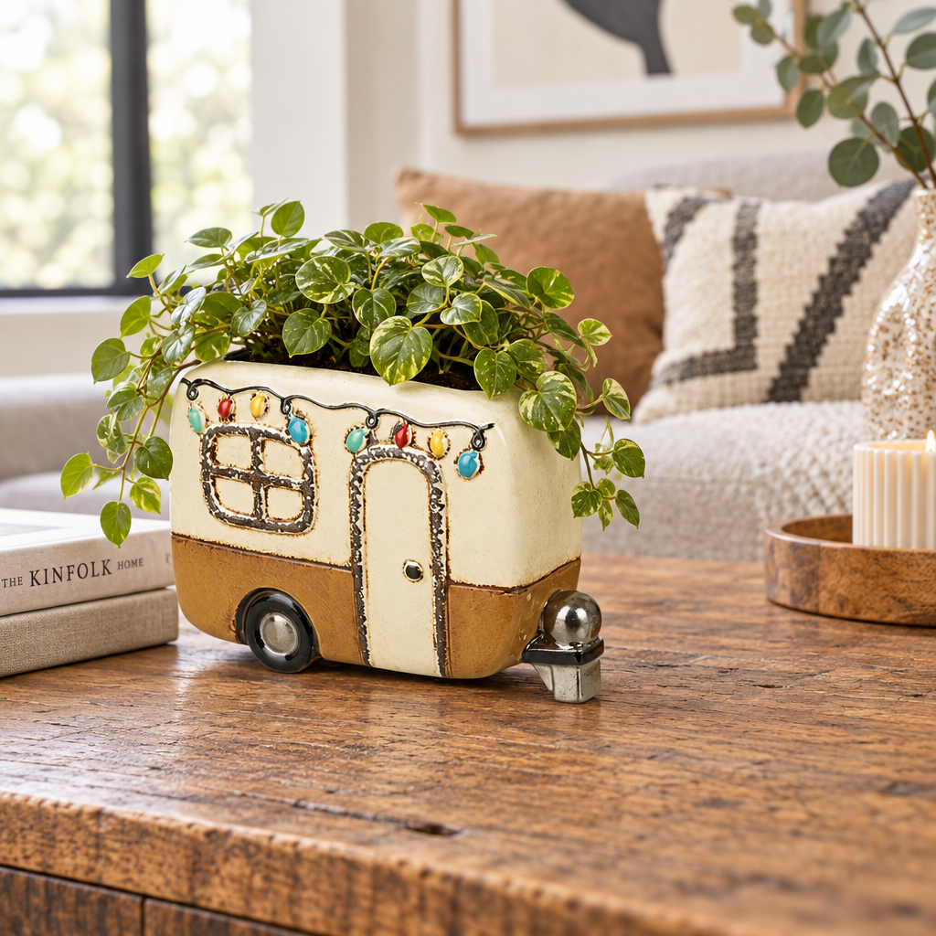 Ceramic Caravan Plant Pot