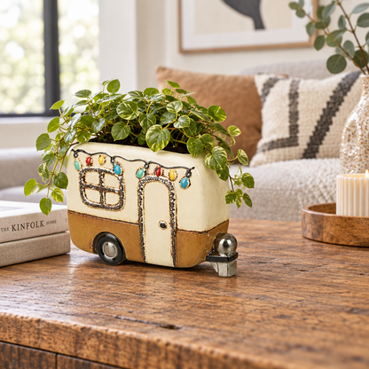 Ceramic Caravan Plant Pot