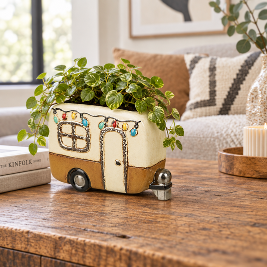 Ceramic Caravan Plant Pot