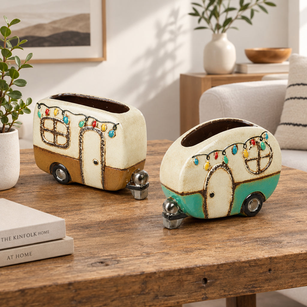 Ceramic Caravan Plant Pot