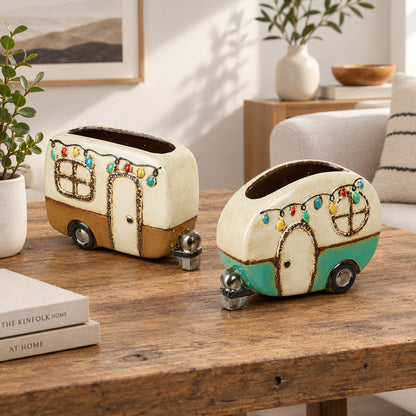 Ceramic Caravan Plant Pot