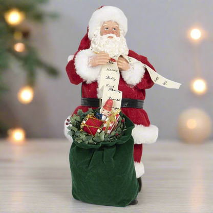 Santa Claus Doll with Gifts Sack And List Christmas Ornament