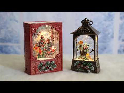 Christmas Book Water Spinner with Santa Scene