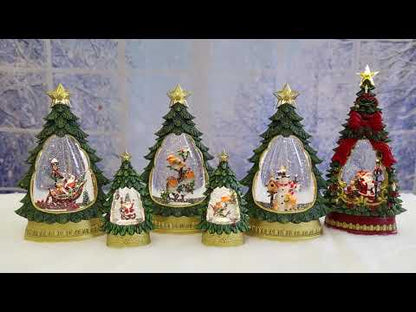 Christmas Tree Water Spinner with Santa Scene