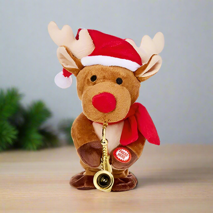 Dancing Musical Reindeer with Saxophone Christmas Decoration