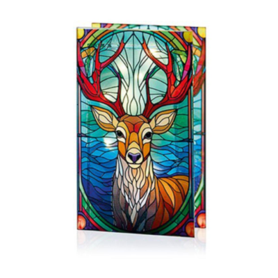 Stag Stained Glass Lit Christmas Ornament