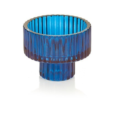 Blue Glass Christmas Candle Holder