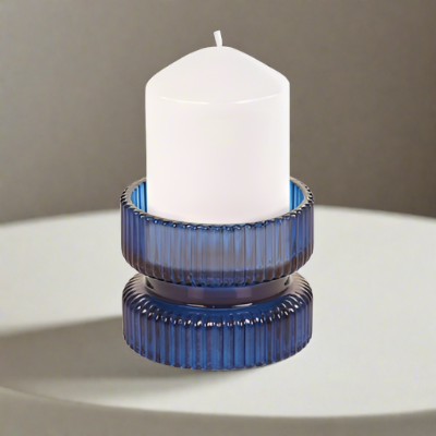 Blue Glass Christmas Candle Holder