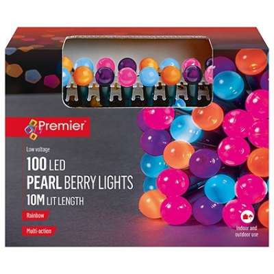 Premier 100 Rainbow Pearl Christmas Berry Lights