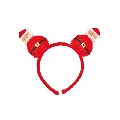 Red headband with Santa Claus ears on a white background