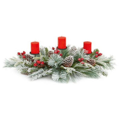 Flocked Christmas Candle Holder Centrepiece