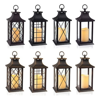 Christmas Vintage Style Lantern with Flickering Candle