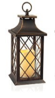 Christmas Vintage Style Lantern with Flickering Candle