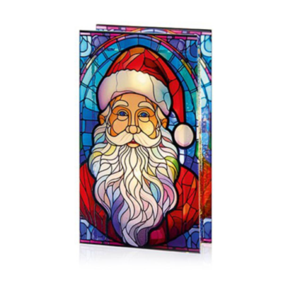 Santa Stained Glass Lit Christmas Ornament