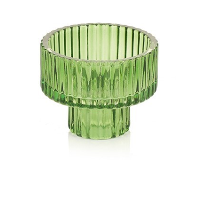 Green Glass Christmas Candle Holder
