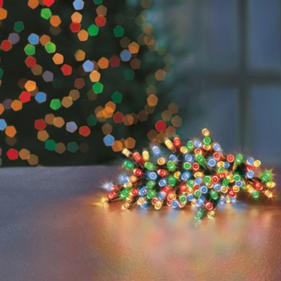 Premier TimeLights 100 Multi-Coloured LED Clear Cable Christmas String Lights