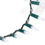 A spool of Premier 300 White LED Fairy Cap Christmas Light String with a green cable, displayed against a white background.