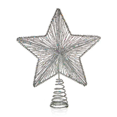 Silver Glitter Star Christmas Tree Topper