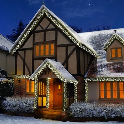 Premier 960 LED Cluster Brights Christmas Lights White & Warm White Clear Cable