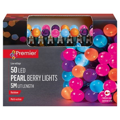 Premier 50 Rainbow Pearl Christmas Berry Lights