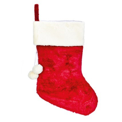 60cm Red Stocking with White Faux Fir Trim Christmas Decoration