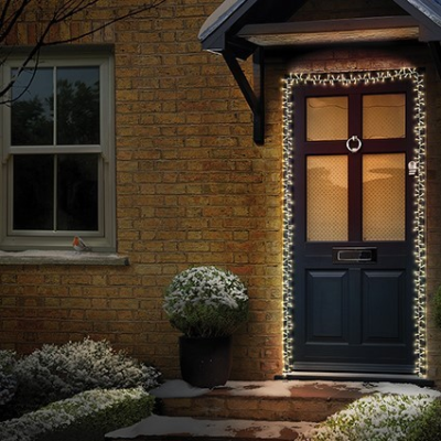 Premier Warm White LED Supabrights Christmas Door Garland 5.5m