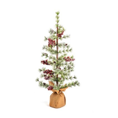 90cm Bristle Christmas Tree with Berries and Hessian Base