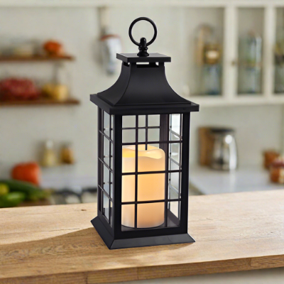 Christmas Vintage Style Lantern with Flickering Candle