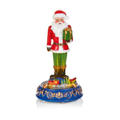 Santa with Moving Train Christmas Ornament