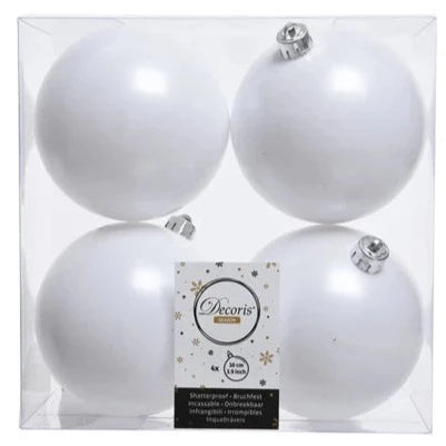 Set of 4 Winter White 10cm Baubles