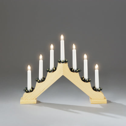 Natural Wood 7 Bulb Christmas Candle Bridge