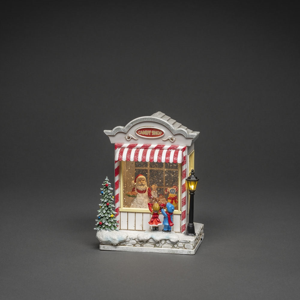 Santa In Candy Shop Lit Village Christmas Display Decoration