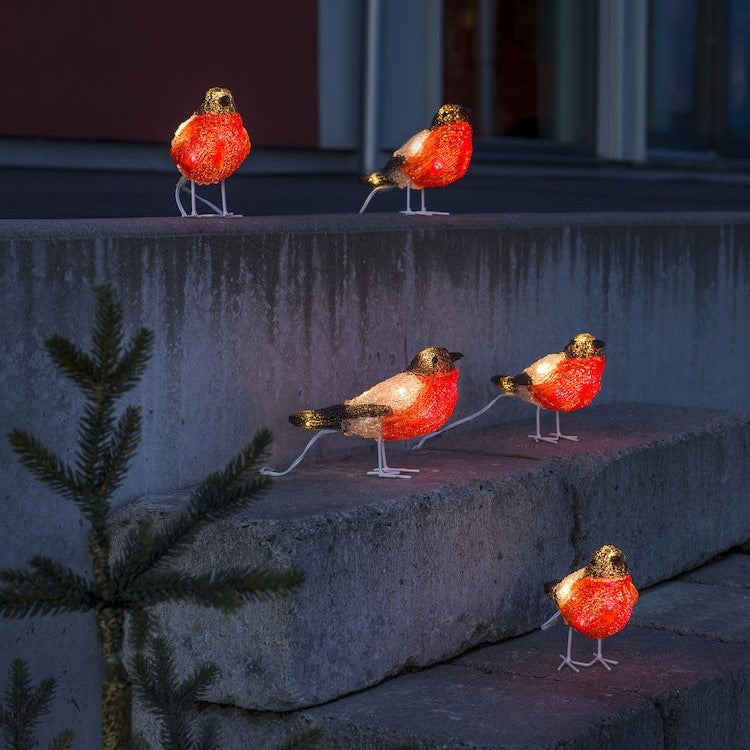 Konstsmide 5 Piece Acrylic Christmas Bullfinches LED Light Set