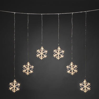 Konstsmide 6 Warm White Acrylic Snowflakes Christmas Curtain Lights