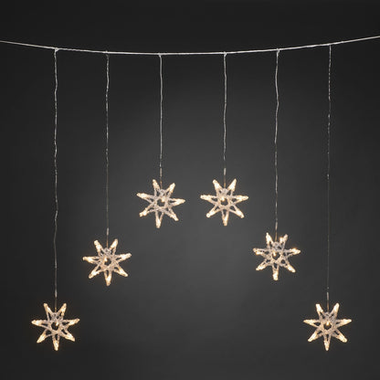 Konstsmide 6 Warm White Acrylic Star Christmas Curtain Lights