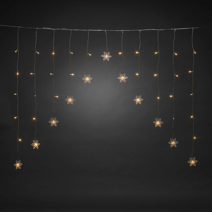 Konstsmide 11 Warm White Acrylic Snowflake Christmas Curtain Lights