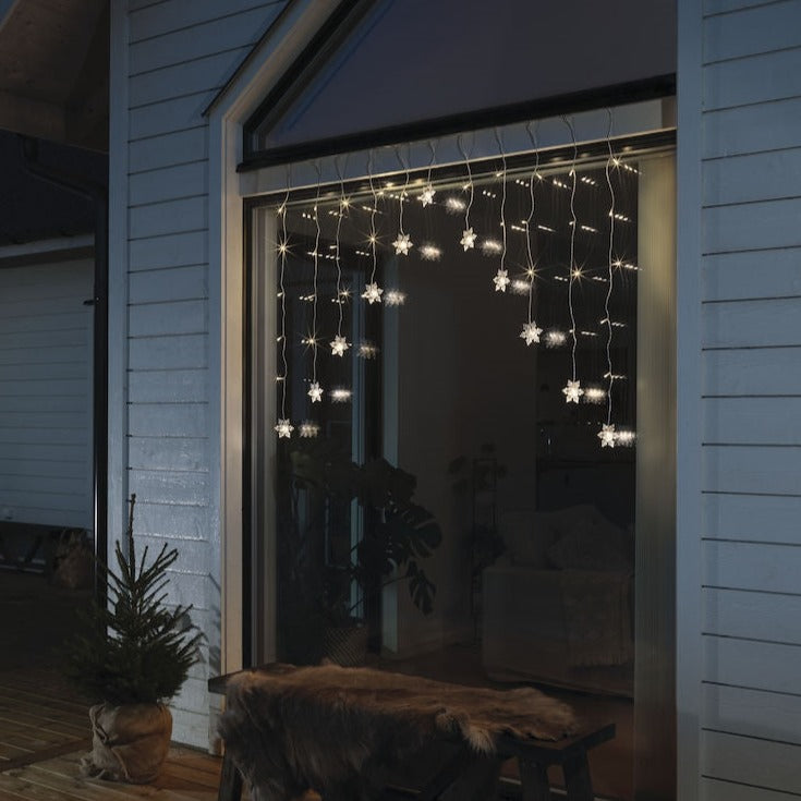 Konstsmide 11 Warm White Acrylic Snowflake Christmas Curtain Lights