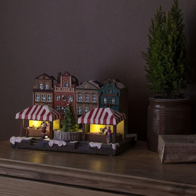 Fibre Optic Christmas Village Market Scene