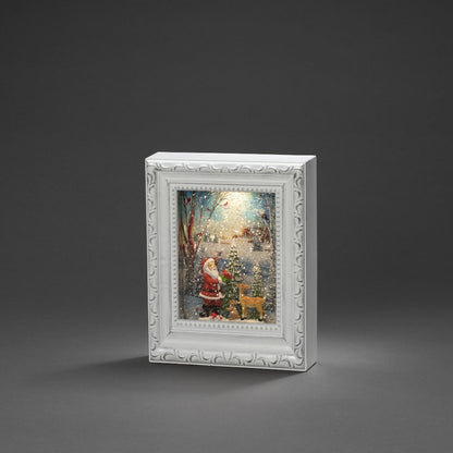 Konstsmide Christmas White Picture Frame with Santa Woodland Scene Water Lantern